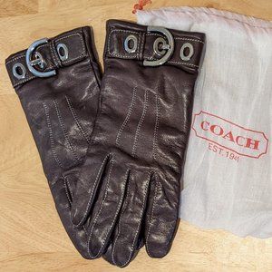 Coach brown leather driving gloves size 6.5 w/ dust bag